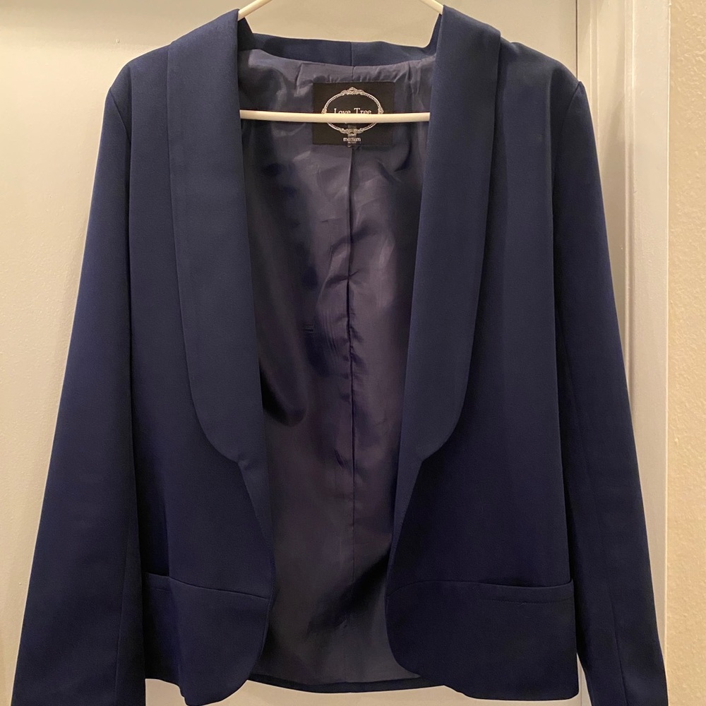 Love Tree Navy Blue Long Sleeve Blazer Suit Jacket